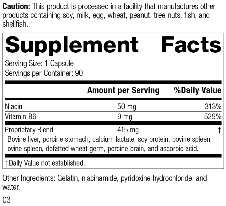 Niacinamide B6, 90 Capsules - Standard Process Inc