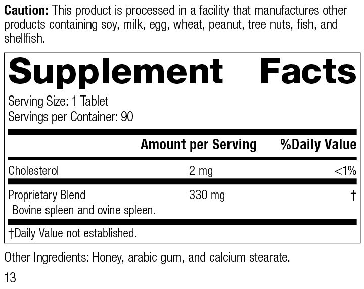 Spleen Desiccated, 90 Tablets - Standard Process Inc
