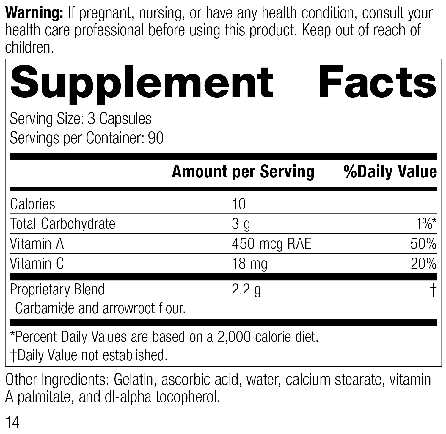 A-C Carbamide®, 270 Capsules, Rev 12 Supplement Facts