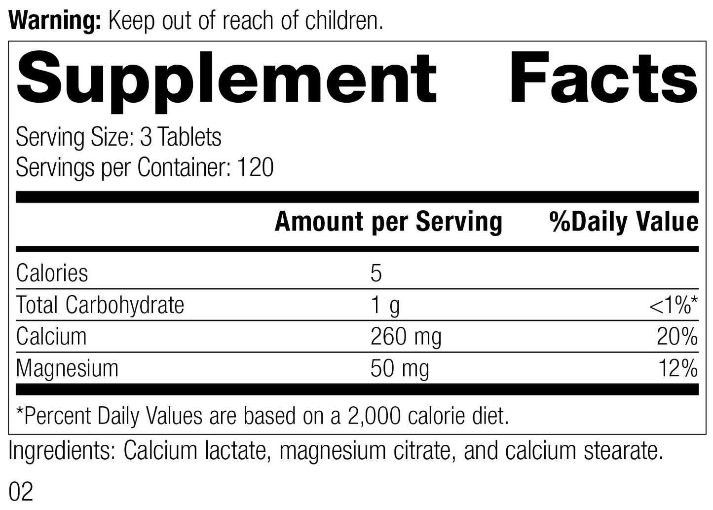 Rev 02 Supplement Facts