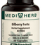 An image of herbal supplement Bilberry Forte next to a capsule.