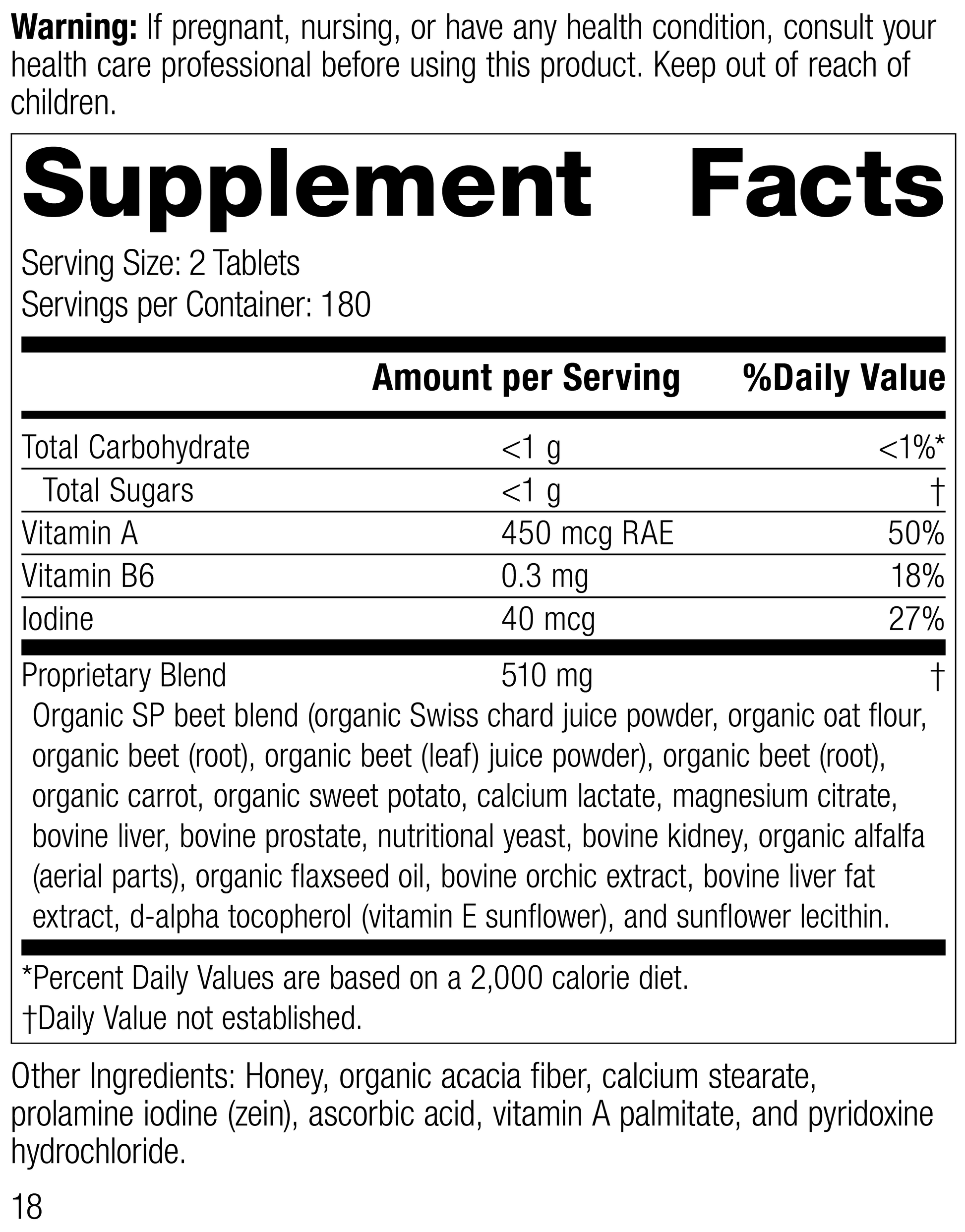 A - F Betafood®, 360 Tablets - Standard Process Inc
