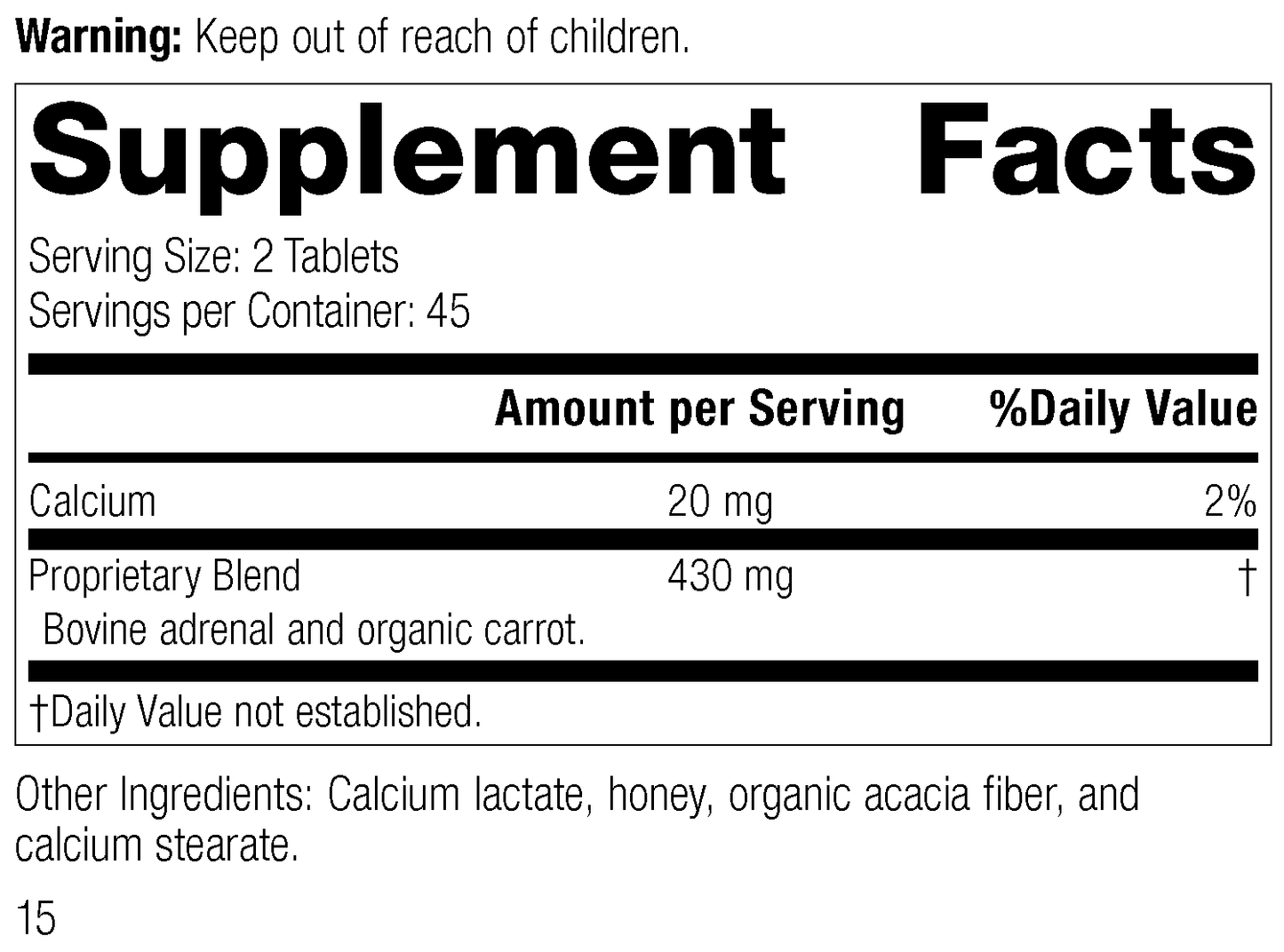 Adrenal Desiccated, 90 Tablets - Standard Process Inc