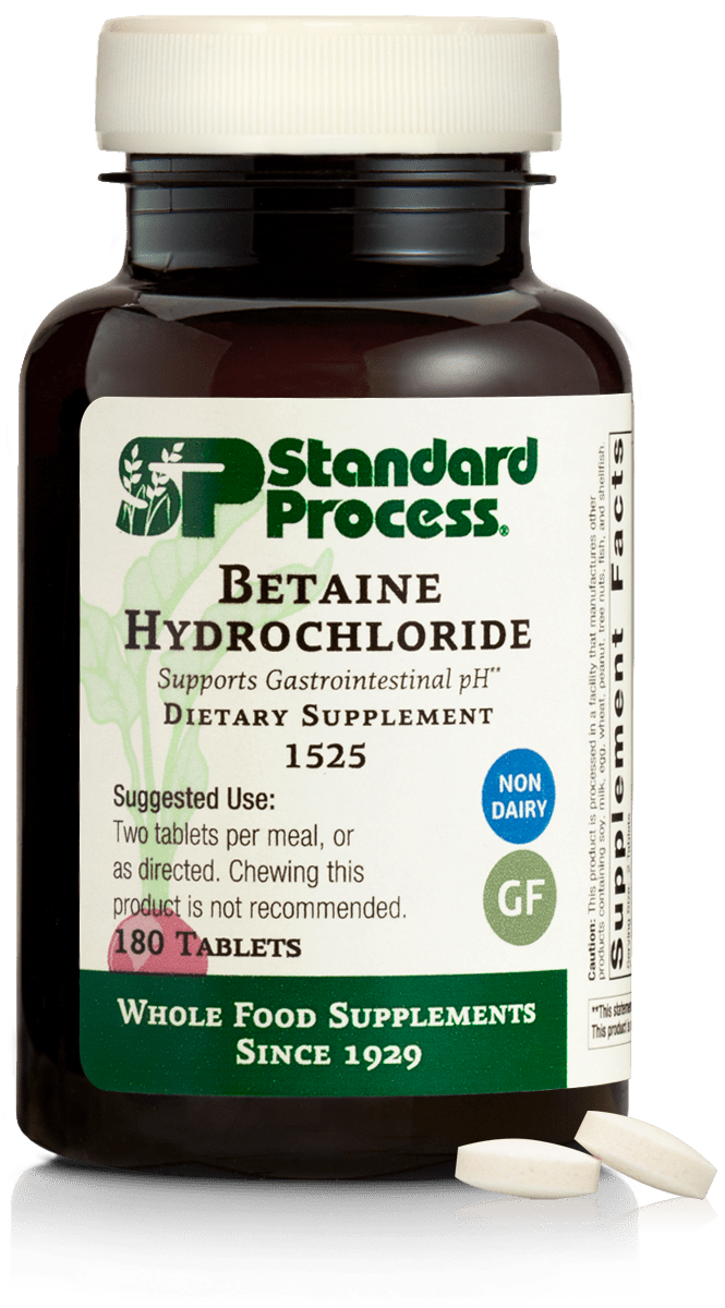 Betaine Hydrochloride, 180 Tablets - Standard Process Inc