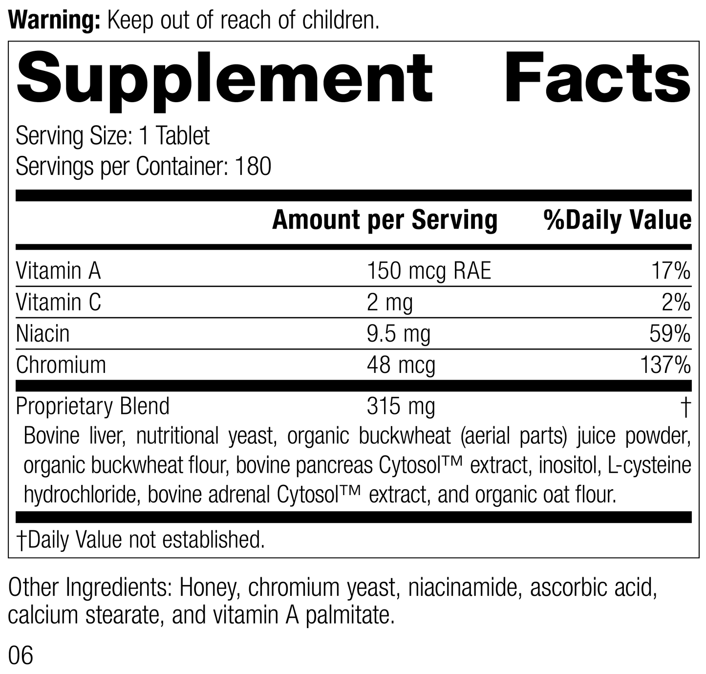 Chromium Complex, 180 Tablets - Standard Process Inc