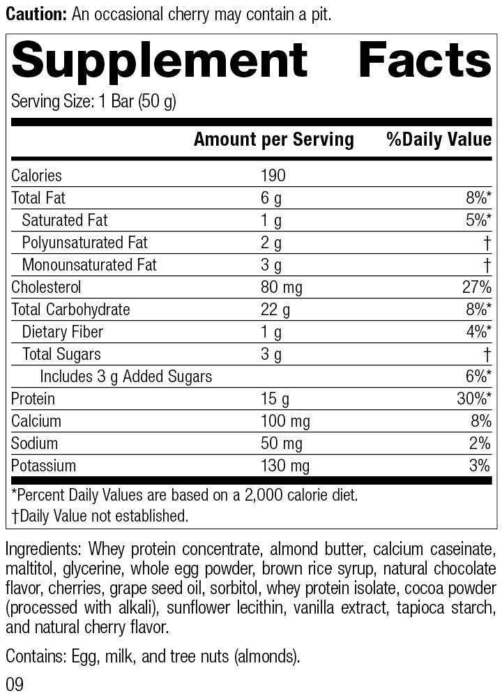 StandardBar®-Cocoa Cherry, 18 1.75 oz. (50 g) Bars - Standard Process Inc
