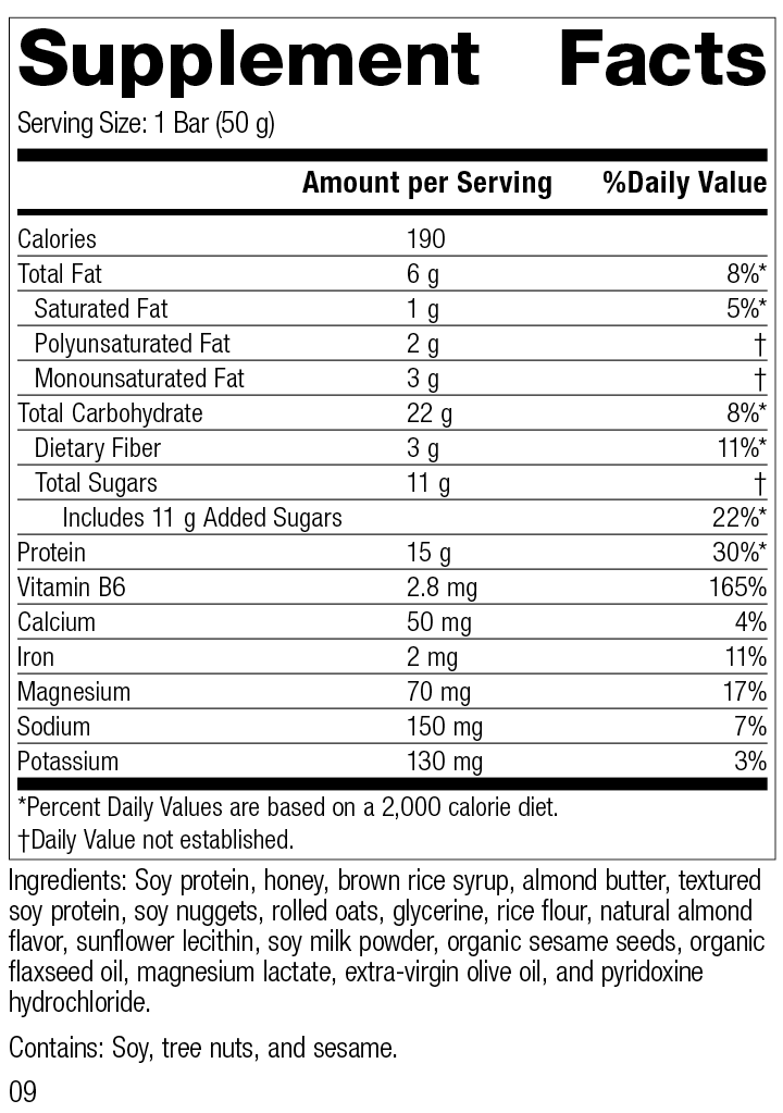 StandardBar® - Soy Almond Crunch, 18 1.75 oz. (50 g) Bars - Standard Process Inc