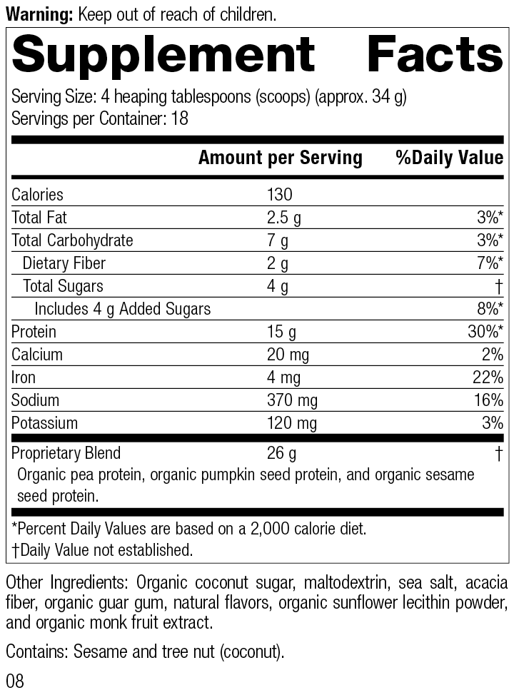 Veg - E Complete Pro™ Vanilla - Organic, 22 oz (623 g) - Standard Process Inc